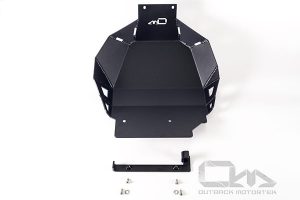 This skid plate was designed to protect the Honda Africa Twin 1000 body and vital components around the engine in case of a fall or drop. Available at www.OutbackMotortek.com